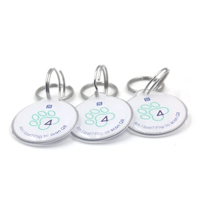 개 고양이를 위한 주문을 받아서 만들어진 QR 부호 고리 분실 방지 NTAG213 에폭시 RFID NFC 애완 동물 꼬리표